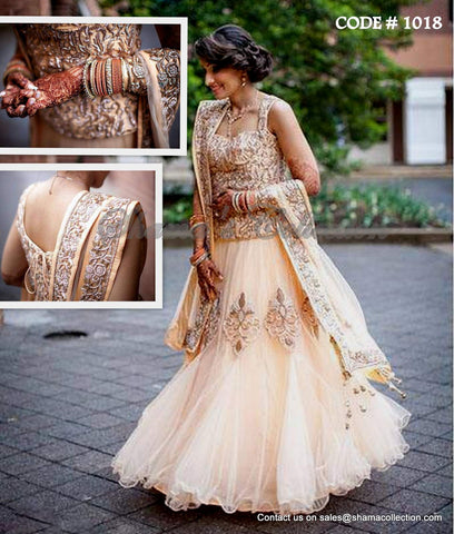 1018 Peachy bridal lehenga