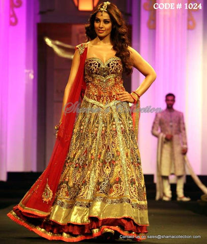 1024 Bipasha Basu's red-gold anarkali lehenga