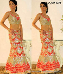 1031 Golden bridal fish cut lehenga