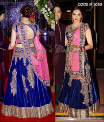 1033 Aamna Sharif's wedding lehenga in persian pink and dark blue