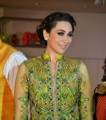 1044 Karisma Kapoor's green-yellow-blue anarkali lehenga