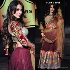 1048 Malaika Arora Khan's maroon bridal lehenga