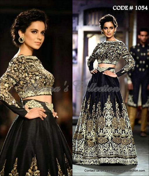 1054 Kangana Ranaout's black bridal lehenga