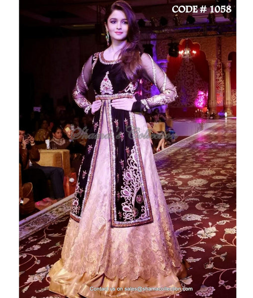 1058 Alia Bhatt's bridal black-gold lacha