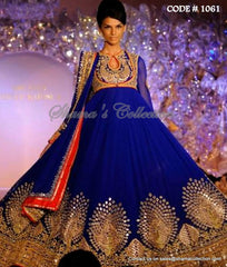 1061 Bridal cobalt anarkali gown