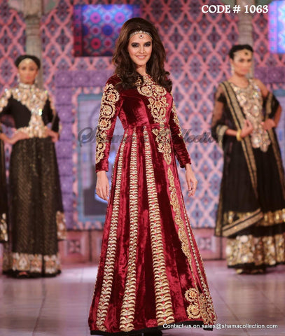 1063 Neha Dhupia's maroon anarkali gown