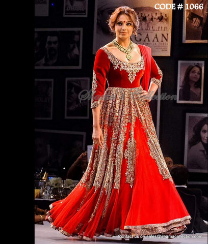 1066 Bipasha Basu's red anarkali gown