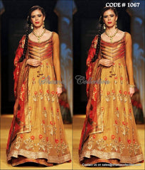 1067 Bridal golden-red anarkali gown