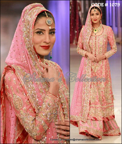 1079 Bridal blush pink anarkali palazzo