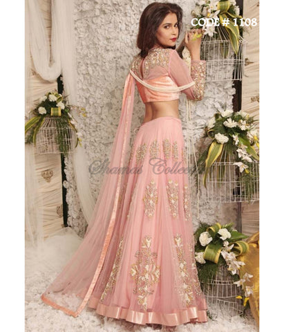 1108 Peach bridal lehenga