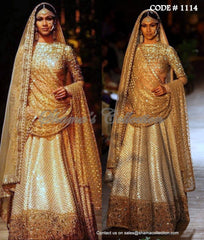 1114 White-gold bridal lehenga