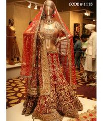 1115 Red gold bridal lehenga