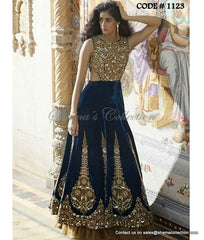 1123 Blue cutout bridal anarkali gown