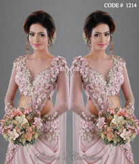 1214 Blush Bridal Saree Gown
