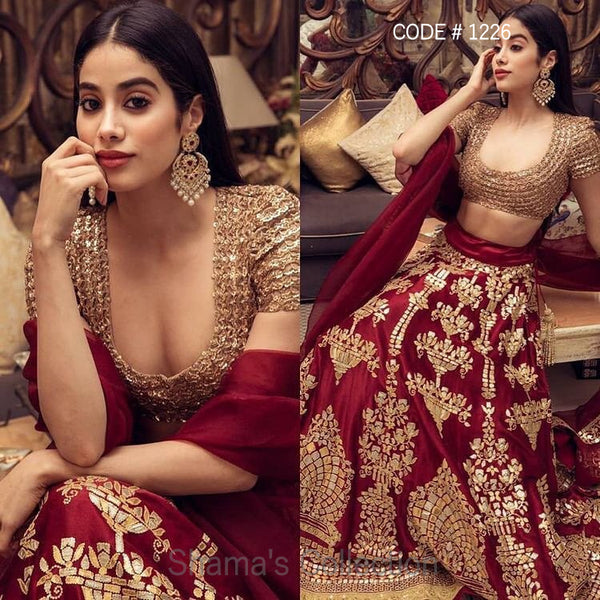 1226 Jhanvi Kapoor's Red Bridal Lengha