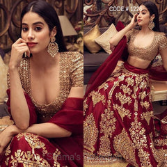 1226 Jhanvi Kapoor's Red Bridal Lengha