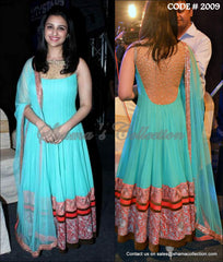 2009 Parineeti Chopra's turquoise-coral pink anarkali