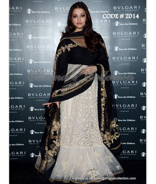 2014 Aishwarya Rai Bachchan's black-white anarkali gown