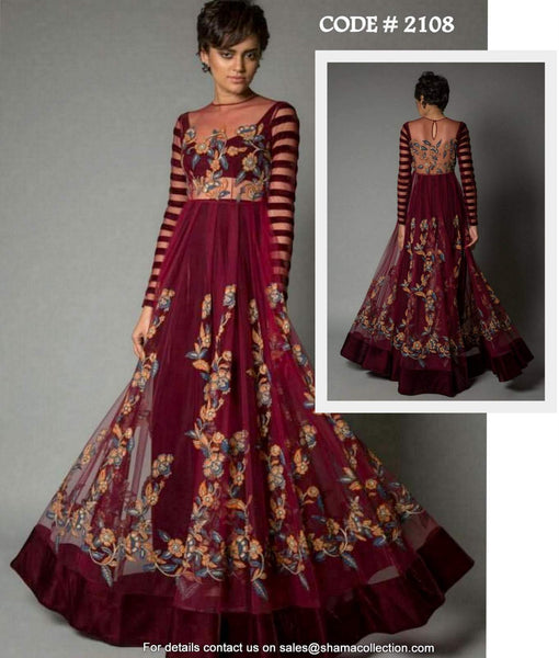 2108 Maroon anarkali gown