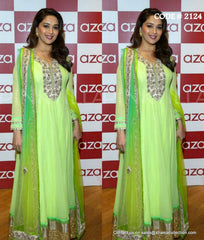 2124 Madhuri Dixit's neon green anarkali