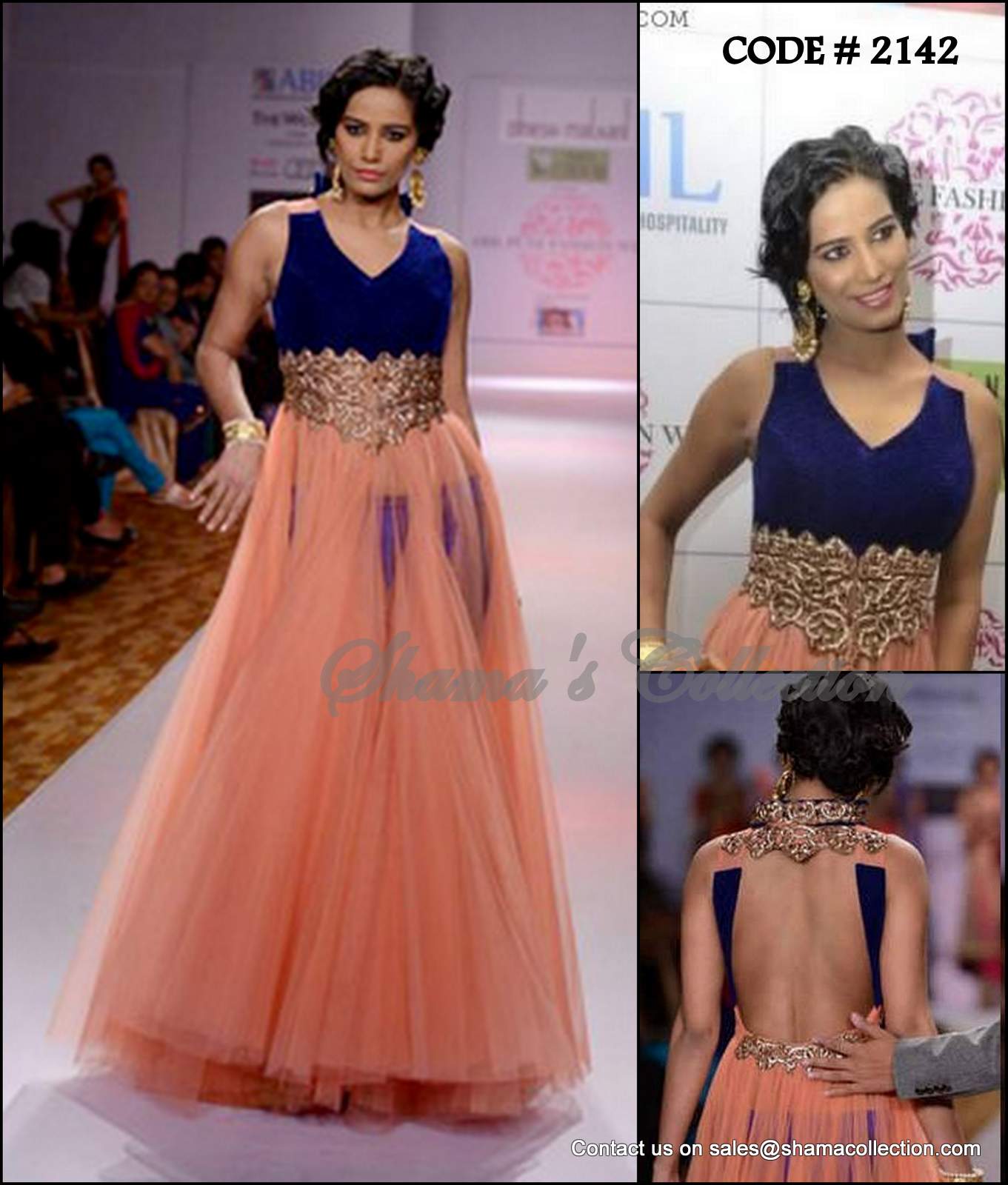 Graceful Peach Sequins & Thread Anarkali Gown.