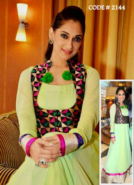 2144 Lucky Morani's pista green anarkali frock