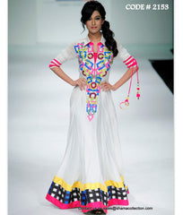 2153 Amrita Rao's white and colorful anarkali frock