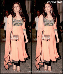 2162 Huma Qureshi's peach-black anarkali