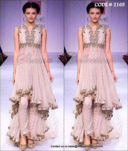 2165 Designer hi-low anarkali in blush