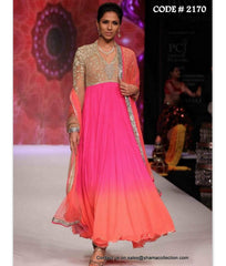 2170 Ombre pink-coral anarkali