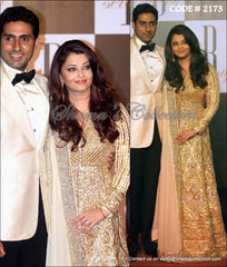 2173 Aishwarya Rai Bachchan's snow white-gold anarkali gown