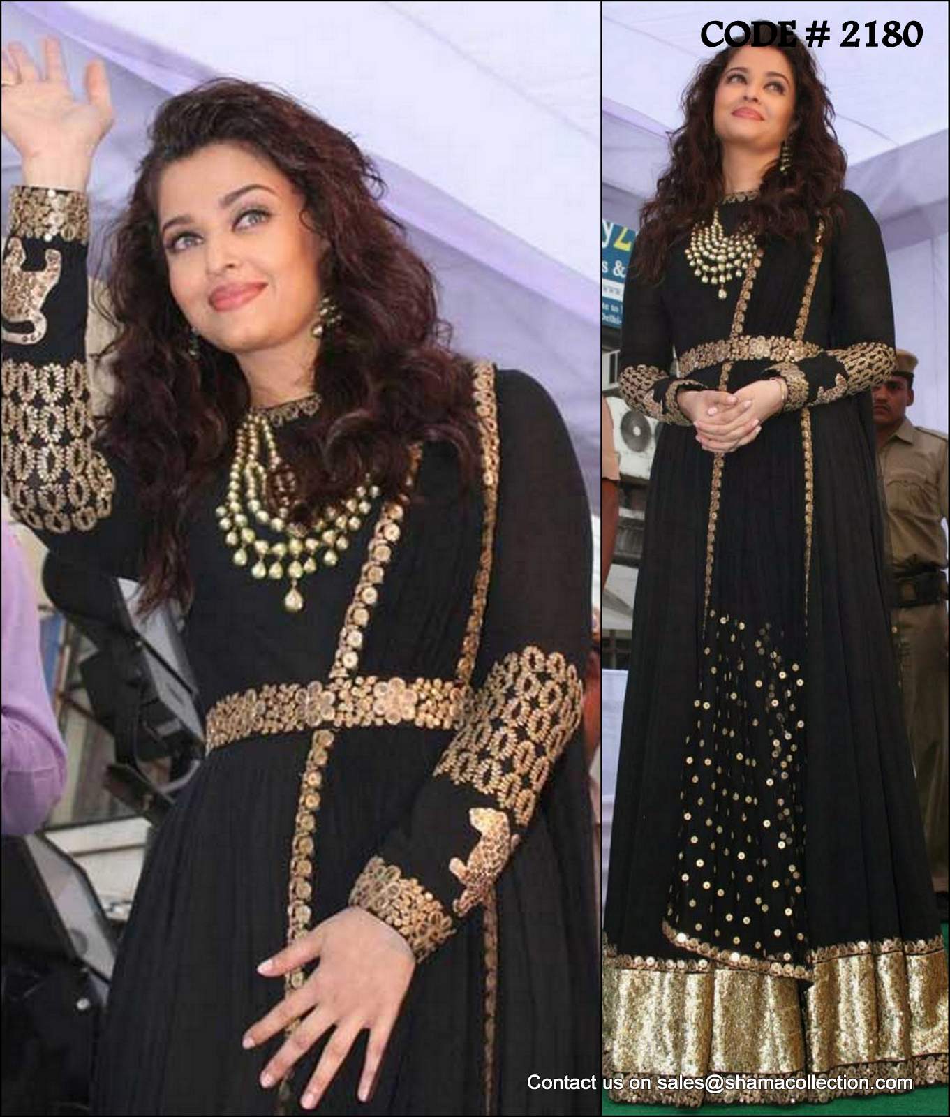 2180 Aishwarya Rai Bachchan s black anarkali gown Shama s Collection