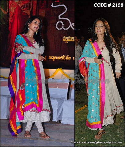 2198 Anushka Shetty's grey angrakha anarkali