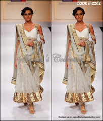 2202 Designer grey-gold anarkali