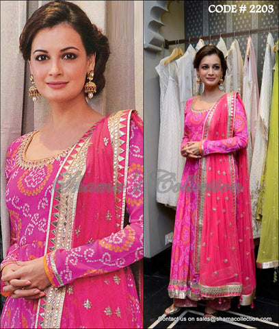 2203 Dia Mirza's pink bandhani anarkali-palazzo