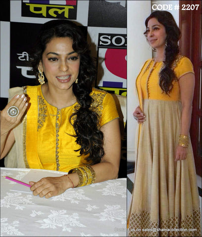 2207 Juhi Chawla's yellow-beige anarkali