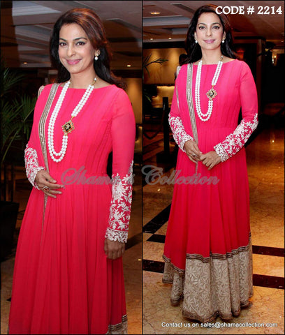 2214 Juhi Chawla's pink anarkali gown