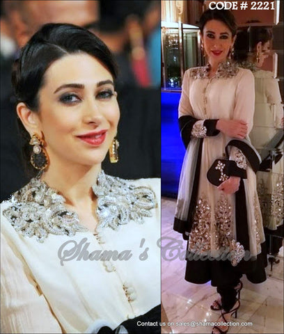 2221 Karisma Kapoor's white-black anarkali