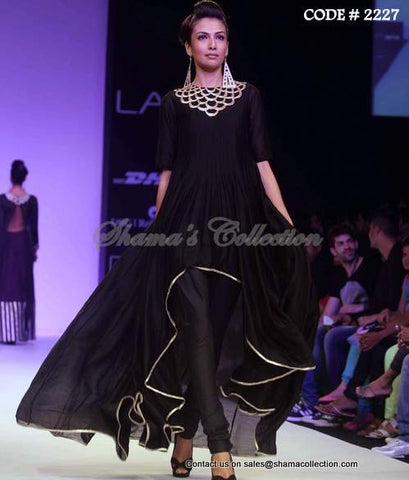 2227 Black high low anarkali