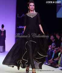 2227 Black high low anarkali