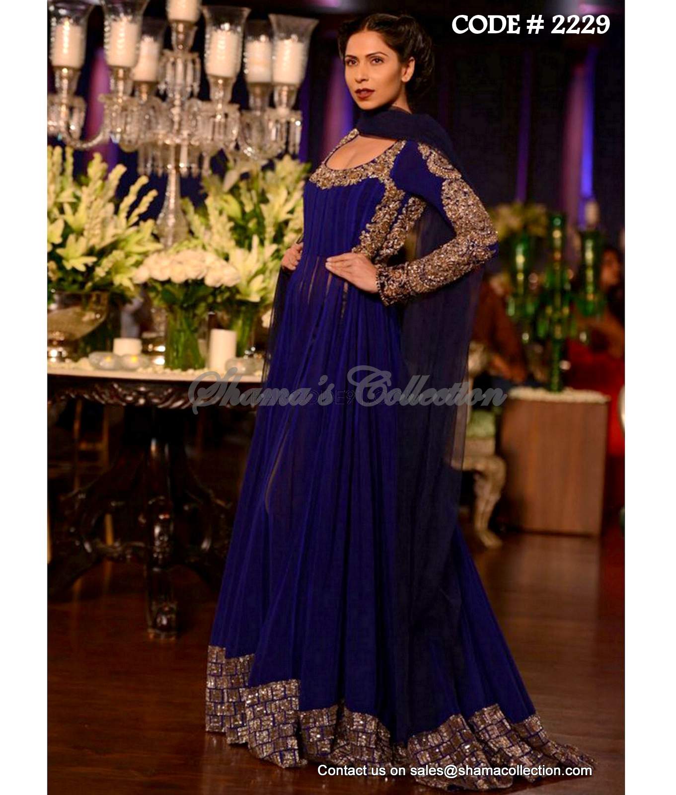 Navy blue anarkali gown on sale
