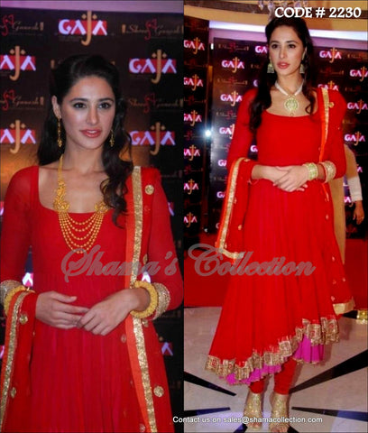 2230 Nargis Fakhri's red anarkali