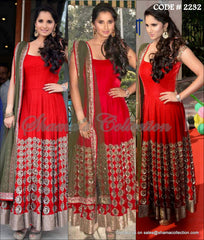 2232 Sania Mirza's red anarkali