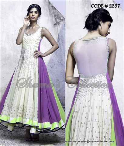 2237 White-purple-green anarkali