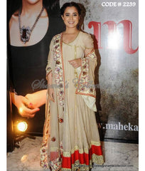 2239 Simone Singh's beige angrakha anarkali