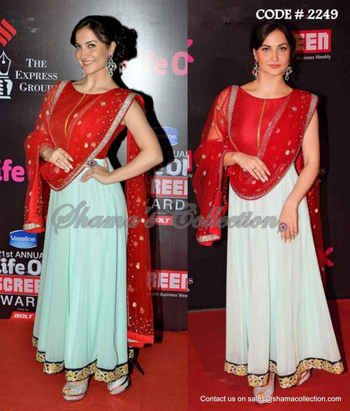 2249 Elli Avram's aqua-red anarkali