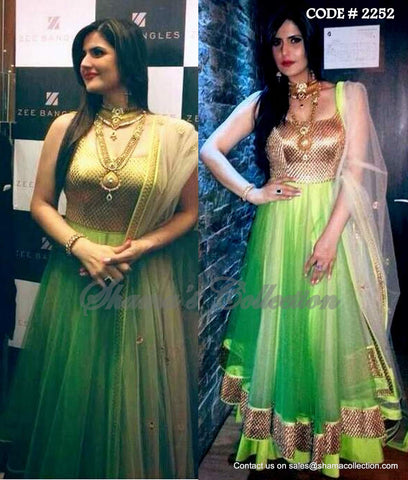 2252 Zarine Khan's ombre green anarkali