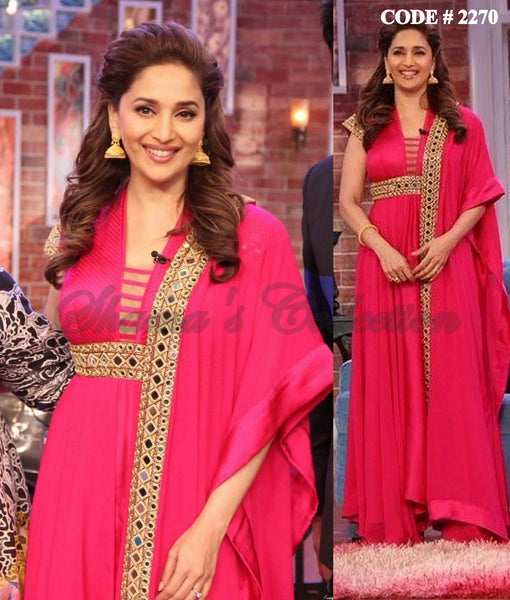 2270 Madhuri Dixit's hot pink umbrella cut anarkali and palazzo