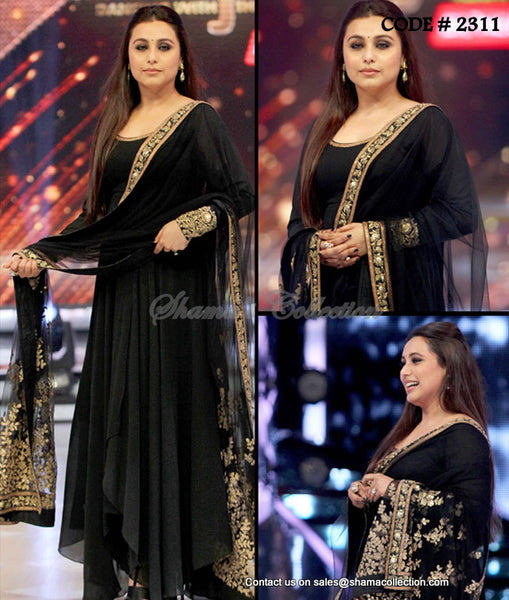 2311 Rani Mukherjee's Black Square Umbrella Cut Suit