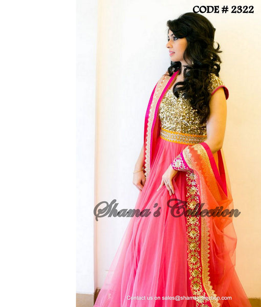 2322 Designer pink-orange anarkali